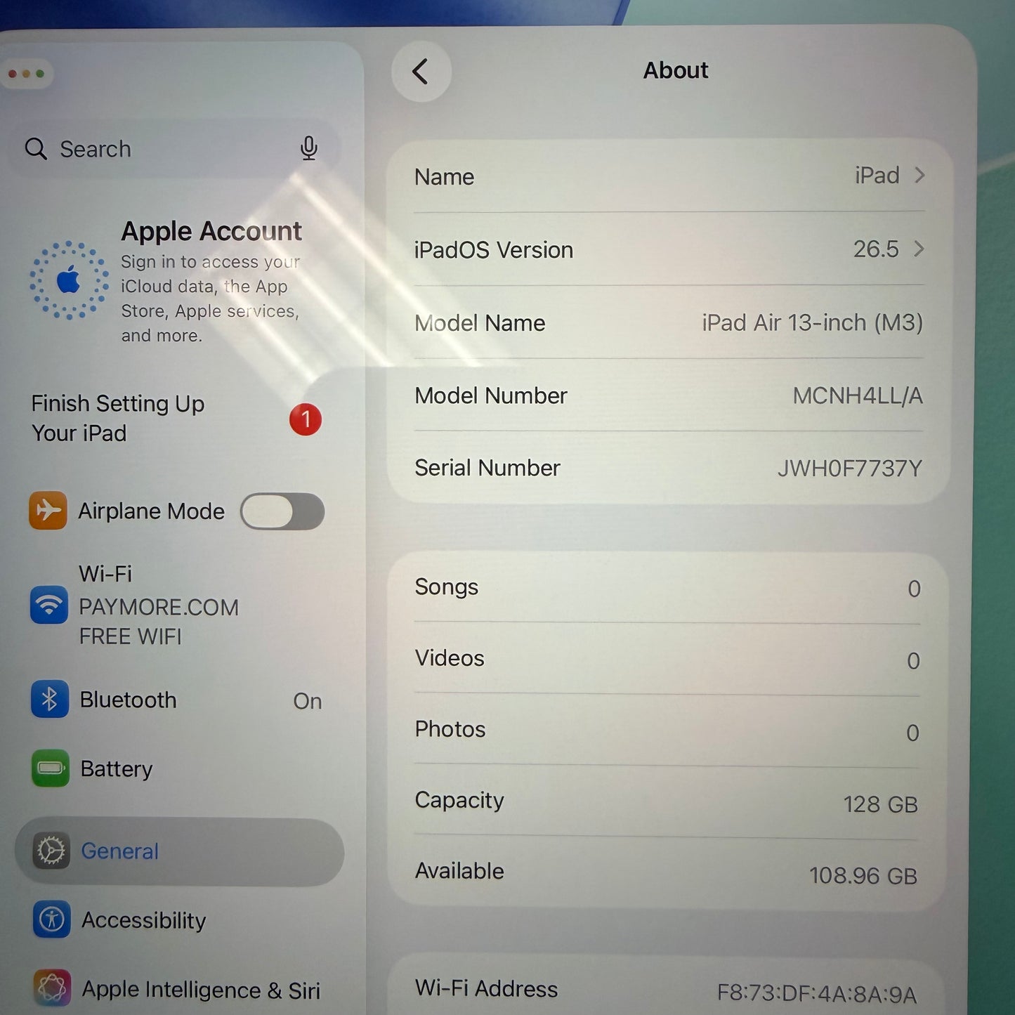 WiFi Only Apple iPad Air 13" M3 128GB Space Gray MCNH4LL/A